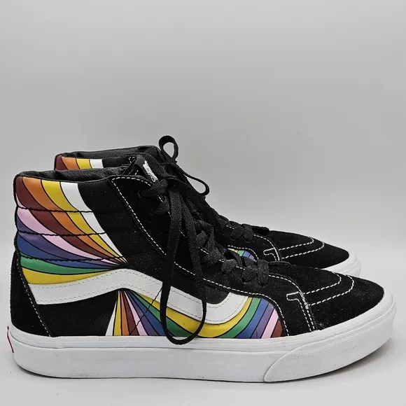 Rare htf Vans sk8-hi refract hightop rainbow skater sneakers size 10 in men