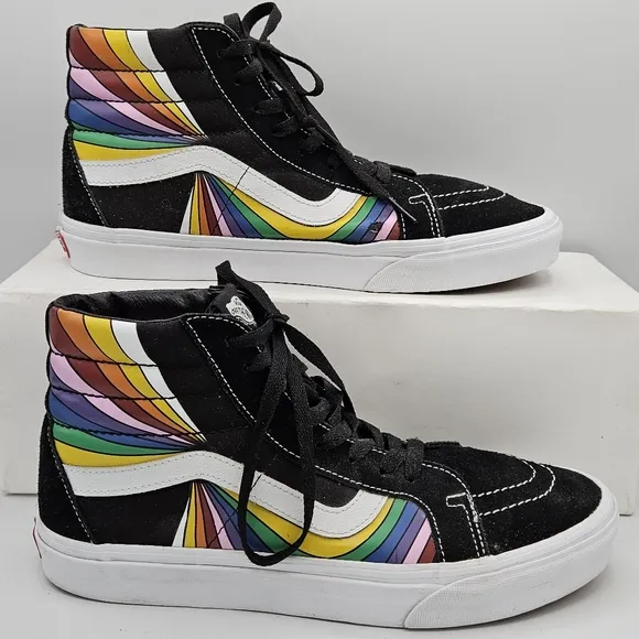 Rare htf Vans sk8-hi refract hightop rainbow skater sneakers size 10 in men