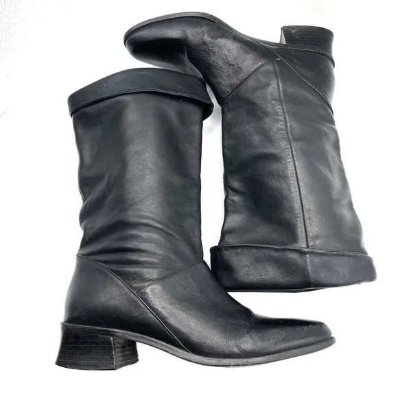 Rare Partners Black Leather vintage boots size 8.5 Tara