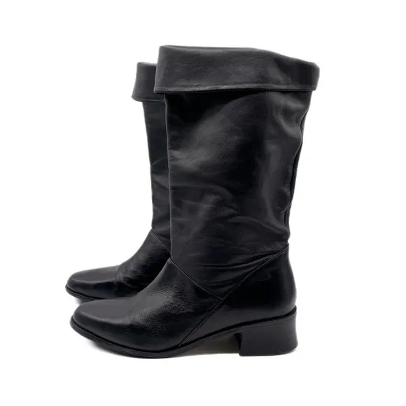 Rare Partners Black Leather vintage boots size 8.5 Tara