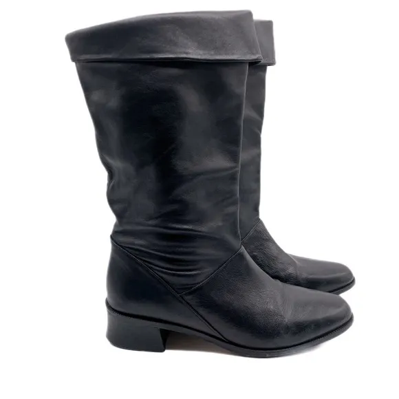 Rare Partners Black Leather vintage boots size 8.5 Tara