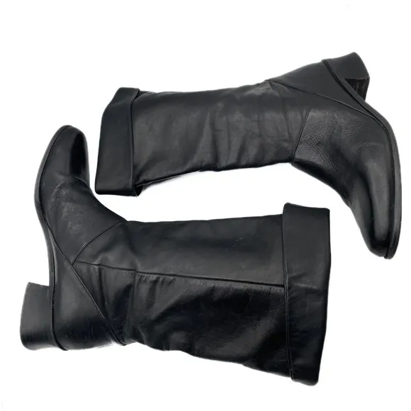 Rare Partners Black Leather vintage boots size 8.5 Tara