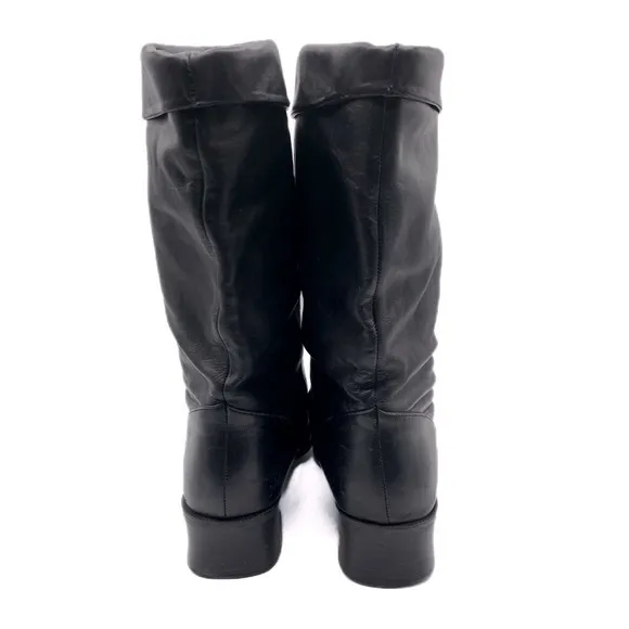 Rare Partners Black Leather vintage boots size 8.5 Tara