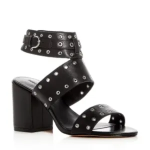 Rebecca Minkoff Carter Black Studded ankle strap block heel Sandals size 8