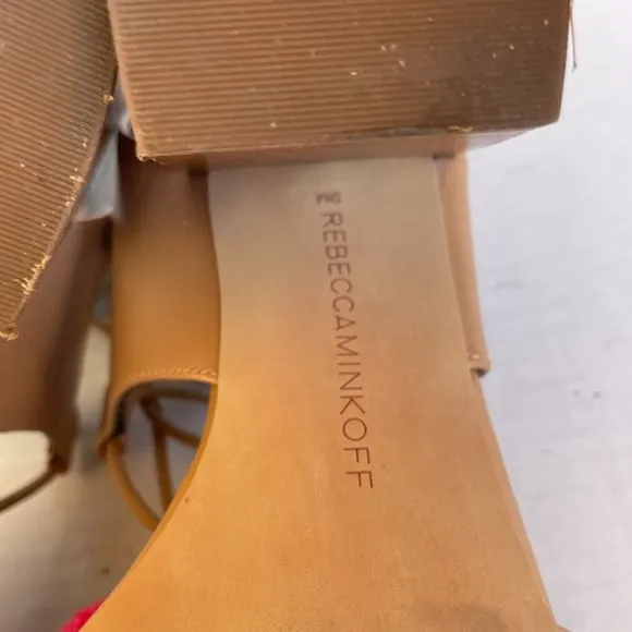 Rebecca Minkoff Pompoms Sandals Leather Lace Up Tassel Brown