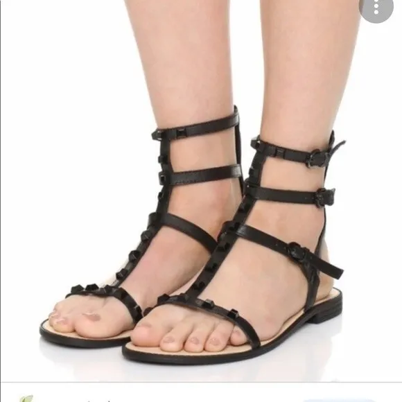 REBECCA MINKOFF shoes black studded gladiator sandals size 6.5