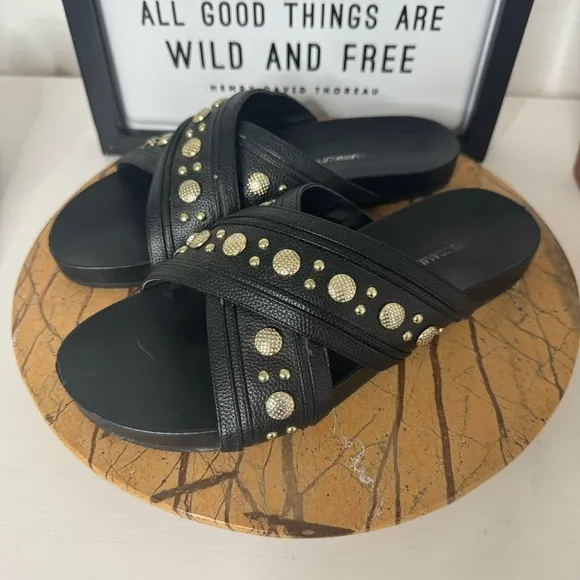 Rebecca Minkoff Tori Studded Black Sandals Size 7.5