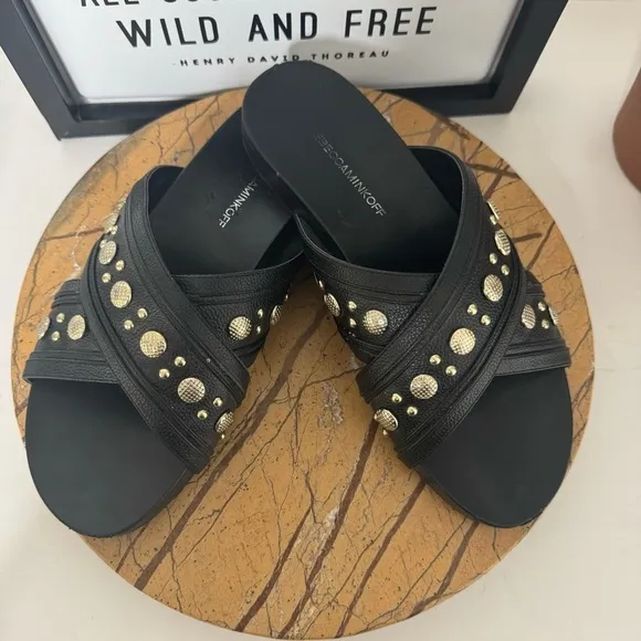 Rebecca Minkoff Tori Studded Black Sandals Size 7.5