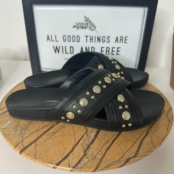 Rebecca Minkoff Tori Studded Black Sandals Size 7.5
