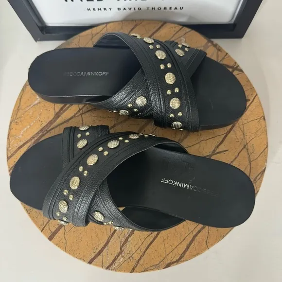 Rebecca Minkoff Tori Studded Black Sandals Size 7.5