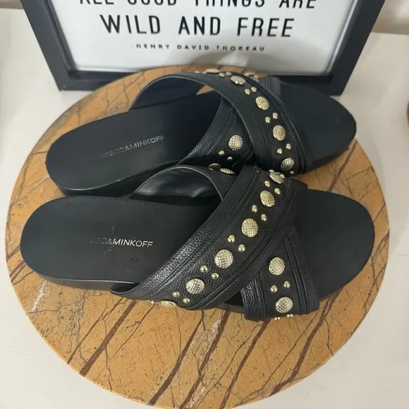 Rebecca Minkoff Tori Studded Black Sandals Size 7.5