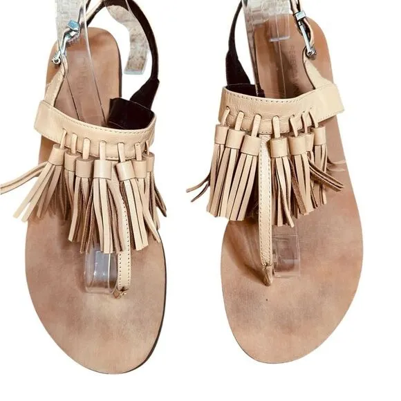 Rebecca Minkoff Erin Tan Leather Tassel Sandals | Size 10
