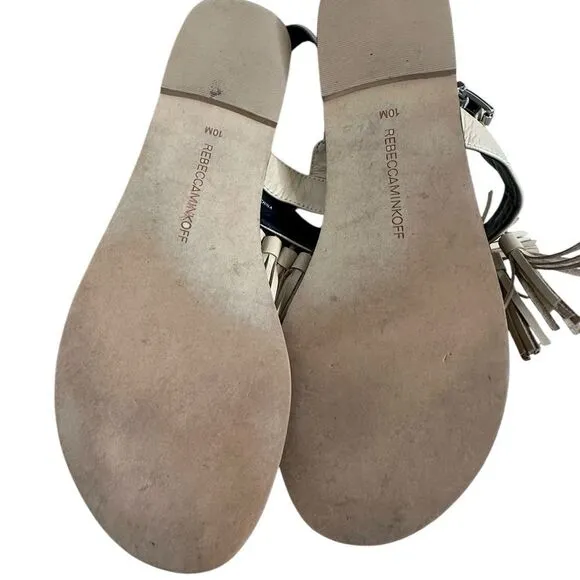Rebecca Minkoff Erin Tan Leather Tassel Sandals | Size 10