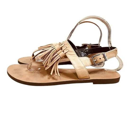 Rebecca Minkoff Erin Tan Leather Tassel Sandals | Size 10
