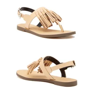 Rebecca Minkoff Erin Tan Leather Tassel Sandals | Size 10