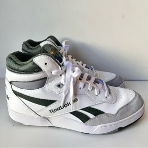 Reebok BB400 Unisex Dark Green, White, &amp; Light Gray Atheletic Mid Sneaker Sz:9.5