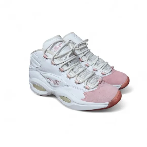 Reebok Question Mid Pink White Allen Iverson Basketball Sneakers Men's Size 10.5