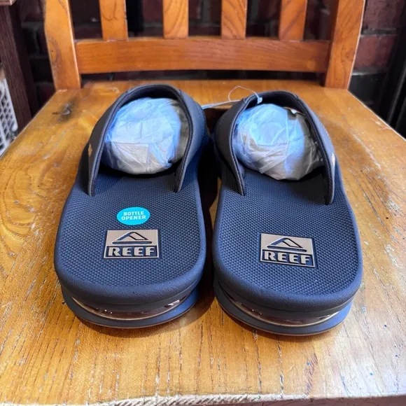 Reef mens Fanning comfort bottle opener flip flops sandals brown 13