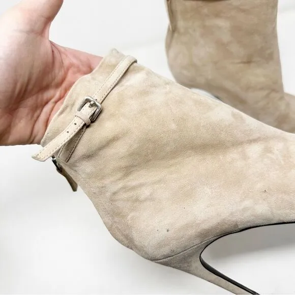 Reiss Ashton Suede Pointed Toe Buckle Stiletto Heeled Boots 39