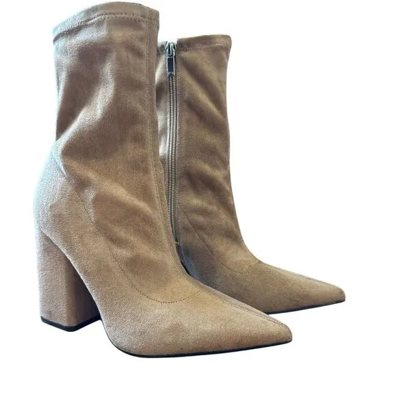 Revolve Marc Fisher LTD Larry Vegan Suede Leather Pointed Toe Ankle Boots NWOT