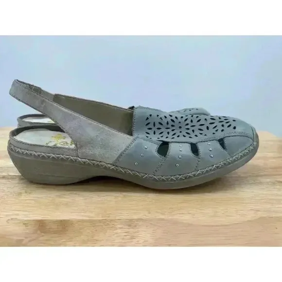 Rieker Women’s Leather Light Blue Close Toe Slingback Sandal, Casual Shoe Sz 9.5