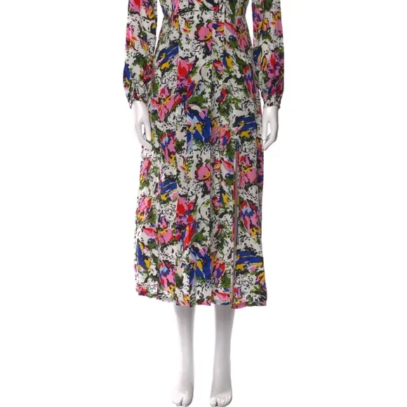 RIXO LONDON camellia silk floral midi dress