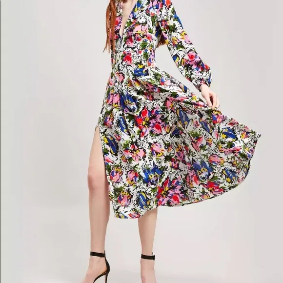 RIXO LONDON camellia silk floral midi dress