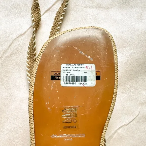 ROBERT CLERGERIE Bugeniet Tan Straw Sandals