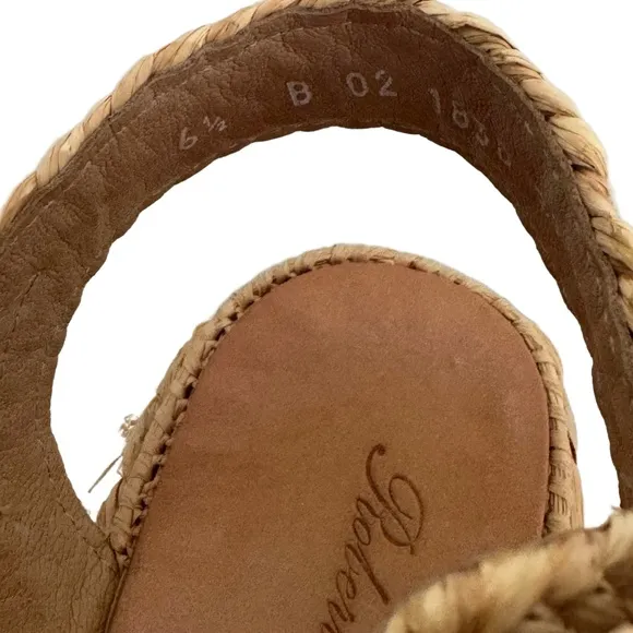 Robert Clergerie Wedge Sandals Natural Braided Woven Raffia Buckle Strap 6 1/2