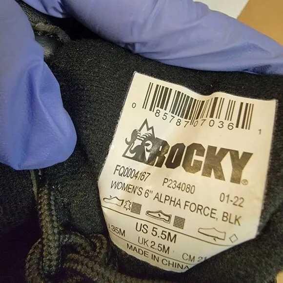 Rocky 6&quot; Alpha Force Waterproof Public Service Boots Black Size 5.5 Women NEW