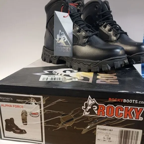 Rocky 6&quot; Alpha Force Waterproof Public Service Boots Black Size 5.5 Women NEW