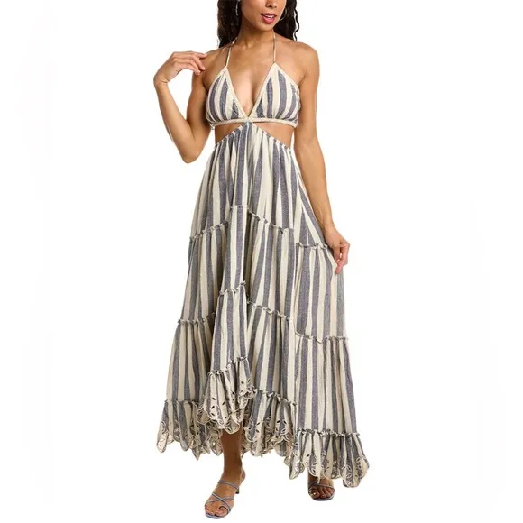 Rococo Sand Kylie Maxi Dress Cream &amp; Blue Stripe S