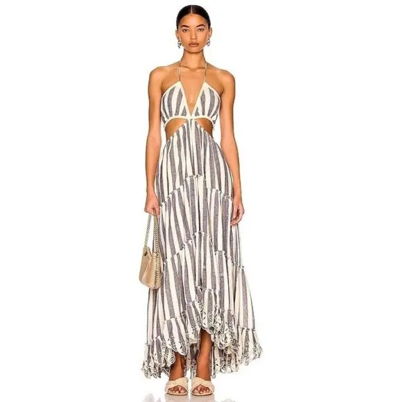 Rococo Sand Kylie Maxi Dress Cream &amp; Blue Stripe S