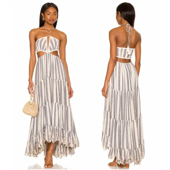Rococo Sand Kylie Maxi Dress Cream &amp; Blue Stripe S