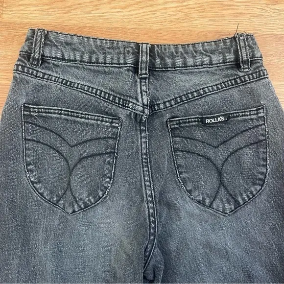 ROLLA’S Classic Straight High Rise Gray Denim Jean 80’s Black Vintage Size 24
