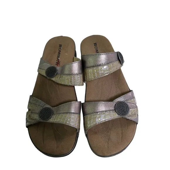 Romika Fidschi 22 Slide Sandals Gold Combo Comfort Quality Size 39/7