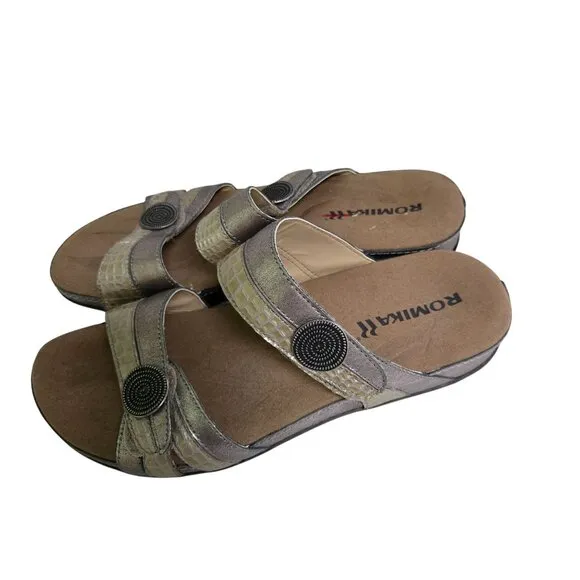 Romika Fidschi 22 Slide Sandals Gold Combo Comfort Quality Size 39/7