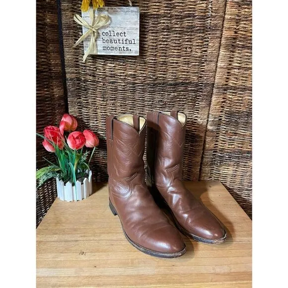 Roper Boots By Justin Classic Tan  Rancher/Cowboy Boot Size 11.5-RARE