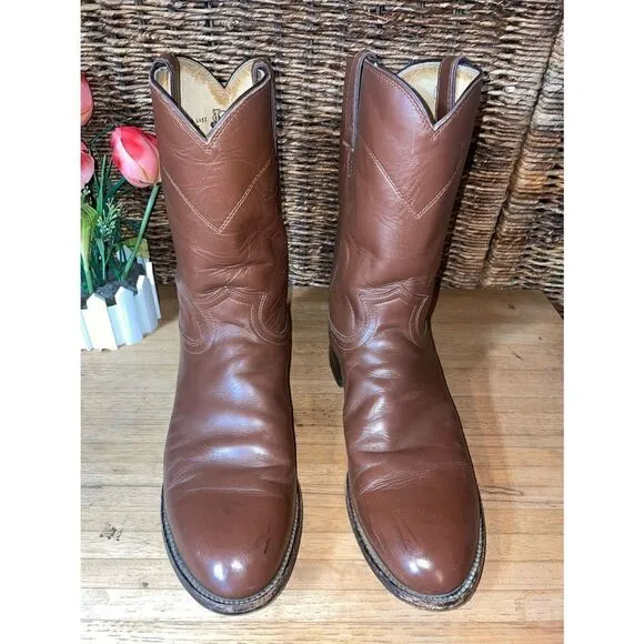 Roper Boots By Justin Classic Tan  Rancher/Cowboy Boot Size 11.5-RARE