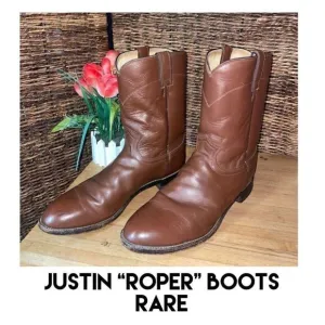 Roper Boots By Justin Classic Tan  Rancher/Cowboy Boot Size 11.5-RARE