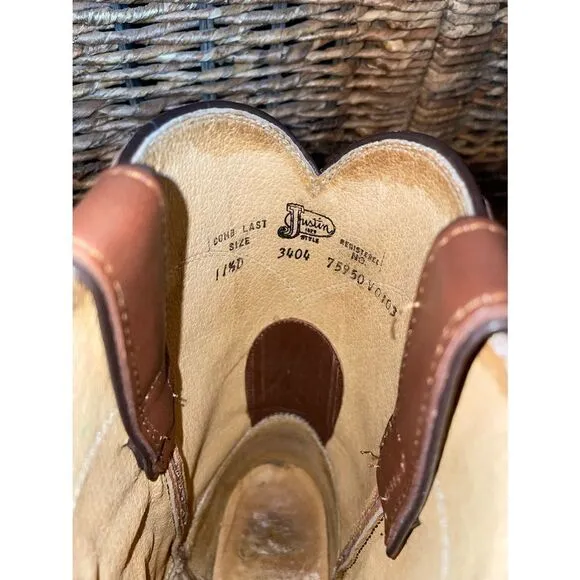 Roper Boots By Justin Classic Tan  Rancher/Cowboy Boot Size 11.5-RARE