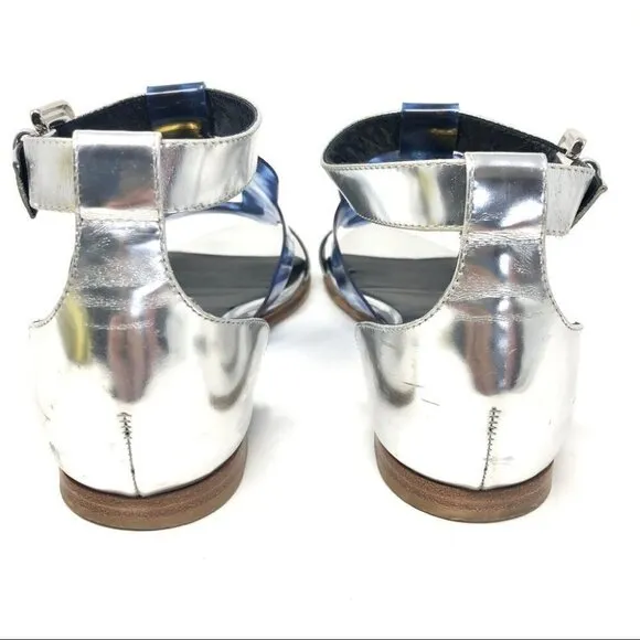 Rupert Sanderson Silver and Blue Tortoise Sandals 37.5