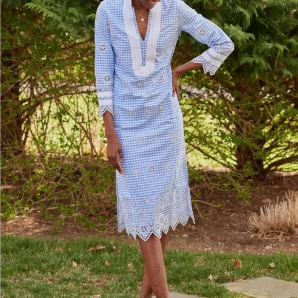 Sail to Sable Long Sleeve Gingham Tunic Dress