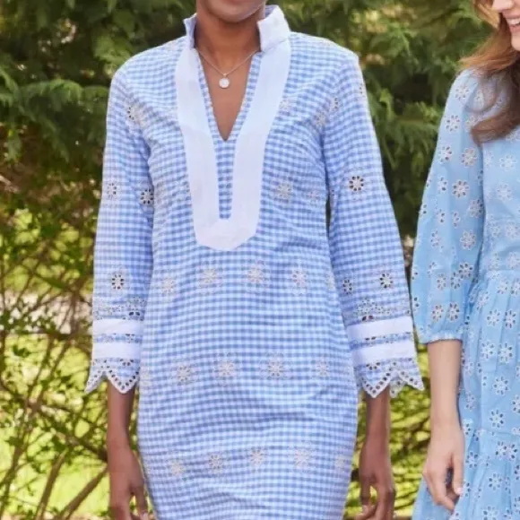 Sail to Sable Long Sleeve Gingham Tunic Dress