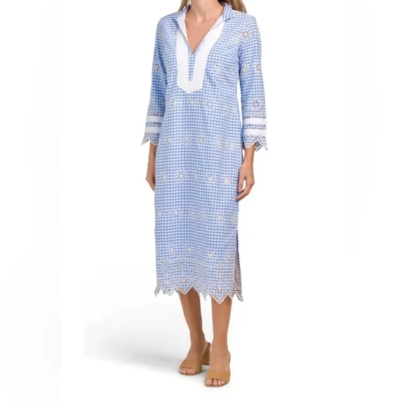 Sail to Sable Long Sleeve Gingham Tunic Dress