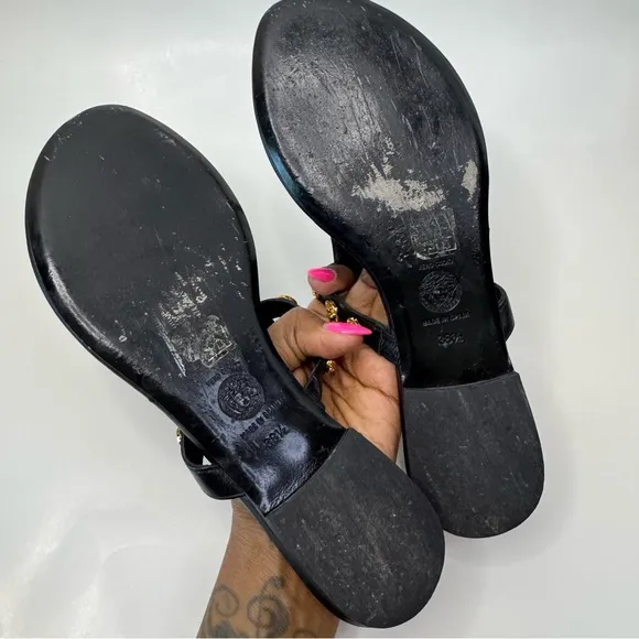 ❕SALE❕ Versace Medusa Stud Black Leather Sandals