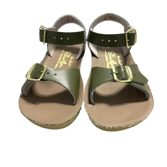Salt Water Sun-San Sz 10 Olive Green Leather Surfer Sandals