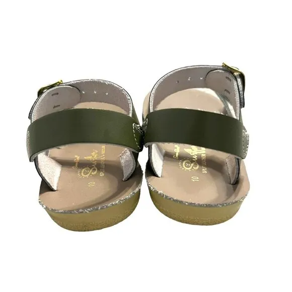 Salt Water Sun-San Sz 10 Olive Green Leather Surfer Sandals
