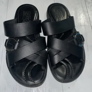 Salvatore Ferragamo Black Leather mules sandals antina leather 7US men’s