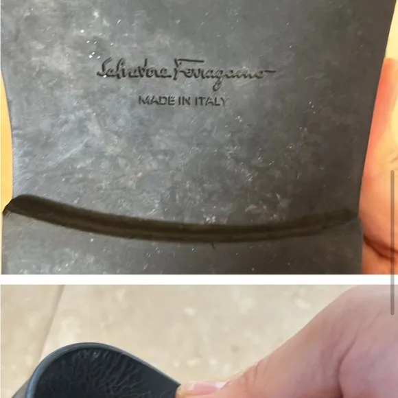 Salvatore Ferragamo Black Leather mules sandals antina leather 7US men’s